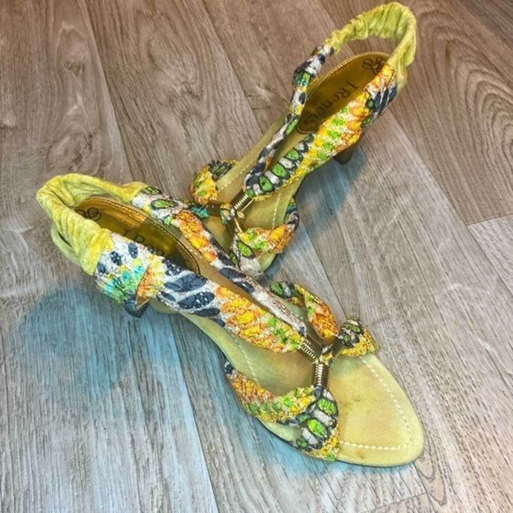 J.Renee "Yolanda" Fabric and Suede Wood Heel Green Women’s Sandals Size …